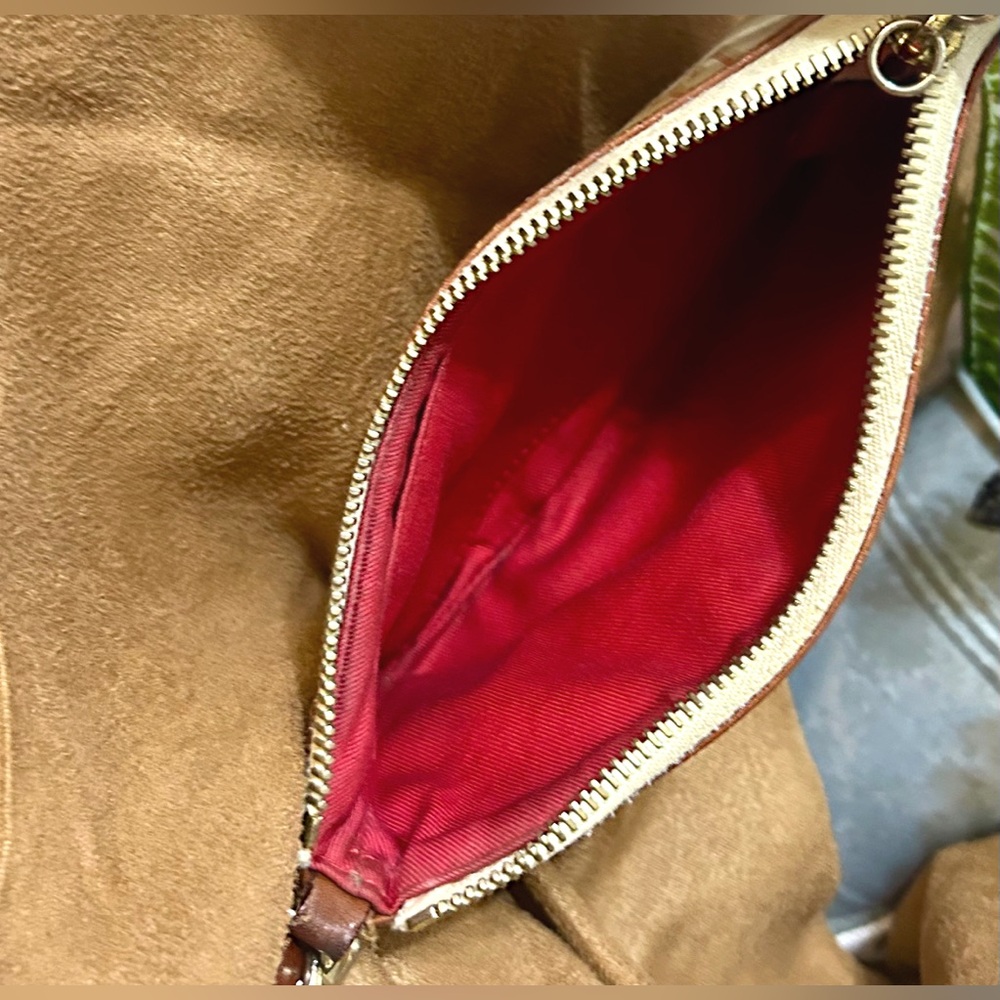 Dooney & Bourke Beige Monogram Wristlet with Brown Trim - Picture 12 of 15